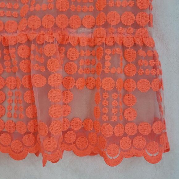 Leifsdottir Anthropologie Blouse Womens 8 Sheer Peplum Mesh Short Sleeve Top - Picture 3 of 11